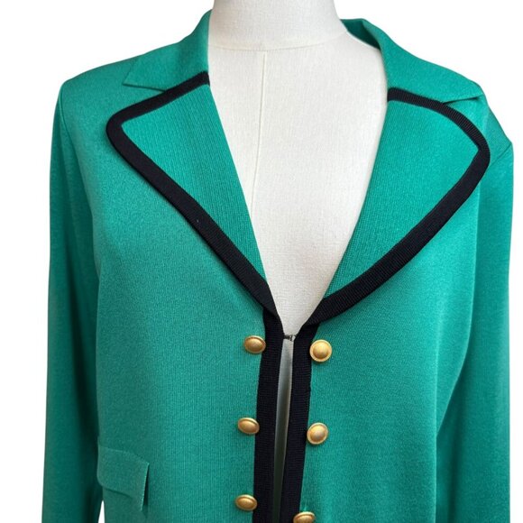 Misook True Green Black Trimmed Gold Button Blazer Jacket Size:S Pre-owned - Picture 7 of 8